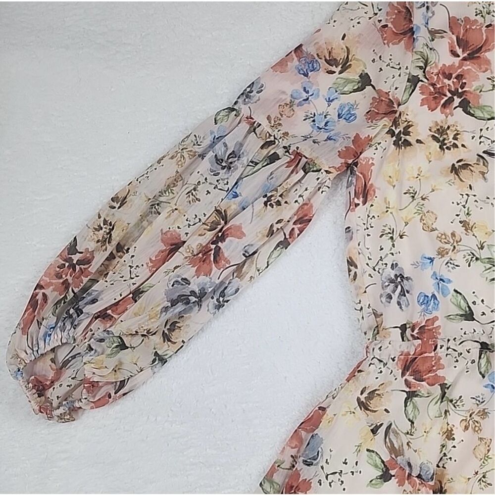 ✨Vici Vienne Floral Adjustable Balloon Sleeve Mini Sz Large Dress✨ - Picture 10 of 15